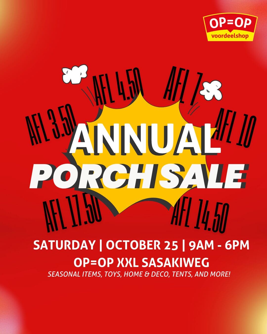 Op=Op Aruba’s Annual Porch Sale is Back: One Day Only with Prices Starting at Just AFL 3.50!